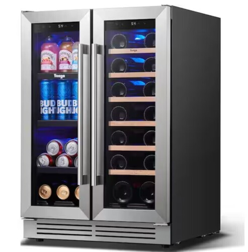 Yeego 24 in. 20-Bottles Wine and 60-Cans Beverage Cooler Dual Zone Refrigerator Built-In or Freestanding Fridge Frost Free $799