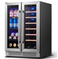 Yeego 24 in. 20-Bottles Wine and 60-Cans Beverage Cooler Dual Zone Refrigerator Built-In or Freestanding Fridge Frost Free $799