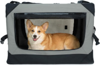 Pettycare 26" x 18" x 18" Soft Collapsible Crate for Small Dogs, 4-Door Portable Foldable Soft Kennel with Chew Proof Mesh Windows for Indoor & Outdoor Travel Grey New In Box $99