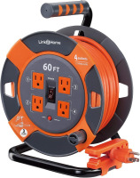 Link2Home 60 Ft. Extension Cord Reel, 4 Power Outlets, 14 AWG SJTW New In Box $199