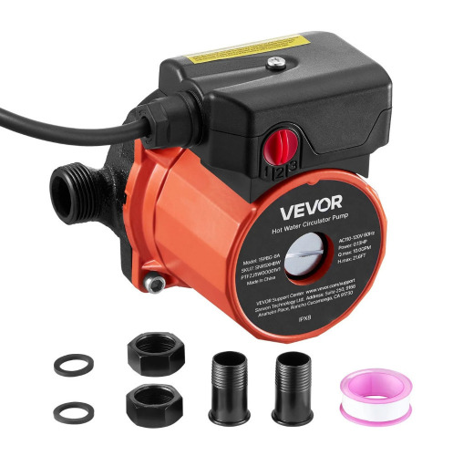 VEVOR Hot Water Recirculating Pump, 10 GPM, Instant Circulation Circulator Pump System, 3-Speed Control, 0.13 HP, 110-120V, NPT 3/4 in to NPT 1/2 in Adapter, Cast Iron Head, for Water Heater System New In Box $99