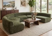 Christopher Knight Home Serene 136.84 in. Fabric Upholstered Modular Curved Compressed Sectional Sofa in Green New $1999