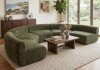 Christopher Knight Home Serene 136.84 in. Fabric Upholstered Modular Curved Compressed Sectional Sofa in Green New $1999