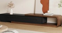 Ebern Designs 81.6-111.8'' Extendable TV Stand, Modern Media Console with 3 Drawers & Rounded Edge, Entertainment Center in Black New in Box $499