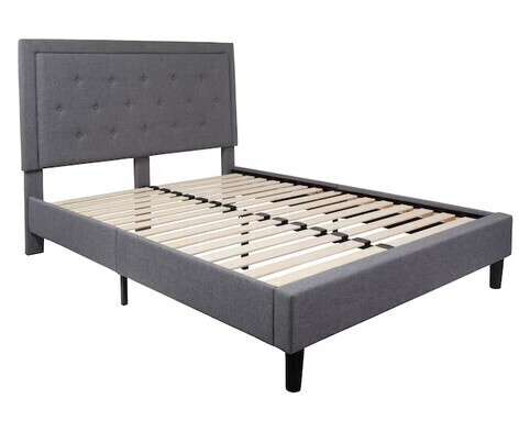 Flash Furniture Queen Light Gray Tufted Bed with Headboard New In Box $499