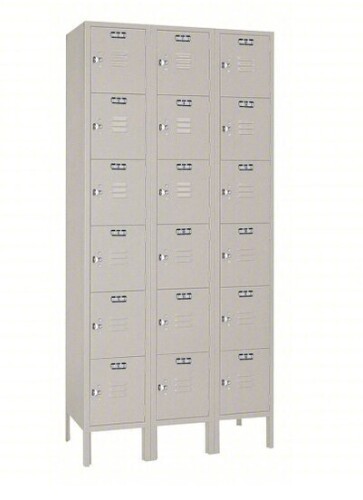 LYON Wardrobe Locker: 36 in x 12 in x 78 in, 6 Tiers, 3 Units Wide, Louvered, Padlock Hasp, Gray New $1399
