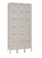 LYON Wardrobe Locker: 36 in x 12 in x 78 in, 6 Tiers, 3 Units Wide, Louvered, Padlock Hasp, Gray New $1399