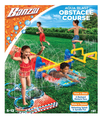 Banzai 2-in-1 Obstacle Course Water Slide, Ages 5-12 New In Box $49
