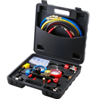 VEVOR 4 Way AC Gauge - AC Manifold Gauge Set for R134A R22 R12 R410A Refrigerant, Freon Gauges with 5ft Hoses, Couplers, Can Tap Works on Car Auto Freon Charging and Evacuation New In Box $99