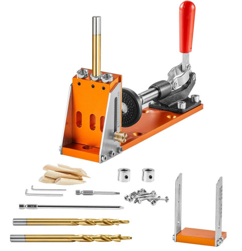 VEVOR 30 Pcs Pocket Hole Jig Kit, Adjustable & Easy to Use Pocket Hole Jig System with Step Drills, Drill Stop Rings, Wrenches, and Square Drive Bits, Dual Scale Marks for DIY Carpentry Projects New In Box $89