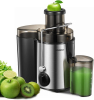 HOUSNAT Juicer Machines for Whole Fruit and Vegetables, 3 Speed Setting 400W Motor (MAX Power 800W) Centrifugal Extractor includes Cleaning Brush plus Recipe Book, Ideal Beginners Quick Daily Use On Working $199