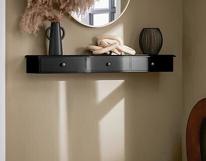 SoBuy Floating Shelf Wall Storage Unit with 3 Drawers, Black, W94 x D15 x H10cm, New In Box $199