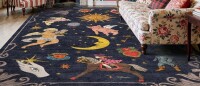 Kokia 9x12 ft. Celestial Sun Moon Unique Moody Astral Navy Soft Washable Area Rug Low Pile Non-Slip Carpet with Vintage Whimsical Boho Decorative Pattern; Cottagecore Style for Living Rooms or Large Bedrooms New In Box $299