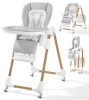 Mallify Foldable High Chairs for Babies and Toddlers, 3-in-1 Convertible Baby High Chair with Removable Soft Cushion and Tray, Adjustable Height & Recline, Lockable Wheels, Ligh Gray $199
