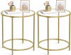 VASAGLE Set of 2 Round Side Table, Glass End Table with Metal Frame Small Coffee Table with Modern Style, for Living Room, Balcony, Bedroom, Gold $299
