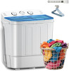 Erivess Compact Mini Twin Tub 18lbs Washing Machine, Drying Rack&10 Hangers 11 lbs Washer Mini Compact Laundry Machine and 7 lbs Spinner, Semi-automatic Clothes Washer Combo for Dorms, Apartment (Blue) New In Box $199