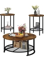 Cvortll Coffee Table Set, Coffee Table & Two End Side Table, Modern 3-Piece Living Room Table Set New In Box $299
