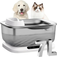 PET Marvel Wireless Quiet Pet Water Fountain, 7L/1.8Gal/230oz Large Water Reserve for Dogs & Cats, Stainless Steel Drinking Bowl, Battery or Plug-in Use, Designed for Short Trips & Backup Use, F2 V2 New In Box $199