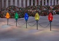 Home Accents Holiday 20 in. Multi-Colored Giant C7 Pathway Lights - 5-Pack / Department 56 "Santa's Reindeer Rides" North Pole Series #56748 Animated On Working Assorted $89