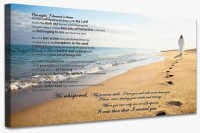 Red Barrel Studio&reg; Large Footprints Canvas Wall Decor - Footprints In The Sand Poem Paintings, Christian Wall Artwork Pictures For Home Decor, Jesus Art Wrapped Canvas Print With Pine Frame, 24&times;48 Inches New In Box $299