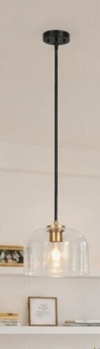 Hokku Designs Allenstown 1-Light Dimmable Glass Single Dome Kitchen Island Pendant New In Box $299