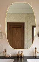 LuxHomez 30 in. W x 40 in. H Glod Oval Wall Mirror Aluminum Frame Vanity Mirror Bathroom Mirror New In Box $299