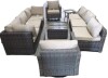 XIZZI Ethereal Grove 11 Pieces Wicker Outdoor Patio Rectangular Fire Pit Set and Swivel Rocking Chairs with Beige Cushions New $2499 (Fire Table Not Included) - 2
