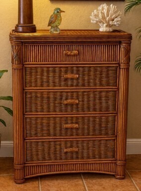 Wicker Paradise Rattan Chest - Barbados 5 Drawer New in Box $1499