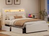 Red Barrel Studio Velvet Upholstered Queen Bed Frame with Storage Drawers, Platform Bed with Arched Tufted Headboard & LED Lighting New Open Box $699