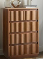 Ebern Designs Dejesus 5-Drawer Dresser 27.5"W Single Dresser With Waveform Fluted Panel in Dark Walnut New in Box $599
