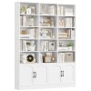 Homfa 5-Tier Triple Wide Bookcase with 4 Doors, 15 Cubes Bookcase with 2 Cabinets, White in Box $399