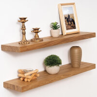 17 Stories 30" Solid Elm Wood Floating Shelves Set Of 2, Rustic Natural New In Box $299
