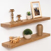 17 Stories 30" Solid Elm Wood Floating Shelves Set Of 2, Rustic Natural New In Box $299