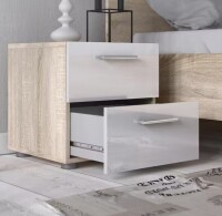 Tvilum Austin 2-Drawer Oak Structure/White High Gloss Nightstand $199