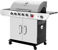 Royal Gourmet (SG6002R) 6-Burner Propane Gas Grill with Side Burner, Silver, Cabinet Style Gas Grill with 71,000 BTU, Extra-large Cooking Space Side Burner for Versatility, Built-In Thermometer, New Shelf Pull $499