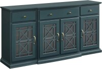 WALKER EDISON Modern Wood Glass Door Buffet Sideboard Living Room Entryway Serving Storage Cabinet Doors Dining Room Console, 60", Dark Teal, New in Box $499