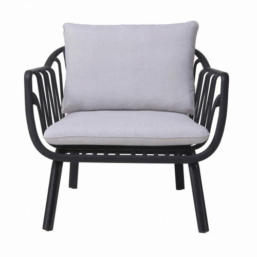 George Oliver Huron Outdoor PP Club Chair, Black + Light Grey, New in Box $1,099