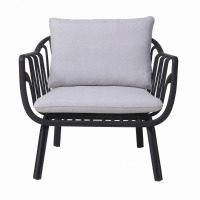 George Oliver Huron Outdoor PP Club Chair, Black + Light Grey, New in Box $1,099