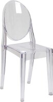 Flash Furniture Cheryl Indoor/Outdoor Crystal Transparent Ghost Stackable Accent and Dining Chair with Contoured Seat, Durable Construction, Commercial Use, New in Box $299