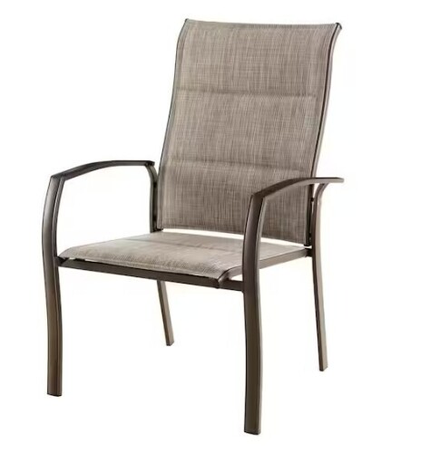 StyleWell Oversized Padded Sling Stack Outdoor Dining Chair in Riverbed New Shelf Pull $199