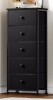 Aok Garden 5 Drawer Dresser Faux Leather Chest Steel Frame Wood Top Large Capacity Organizer Black New In Box $199