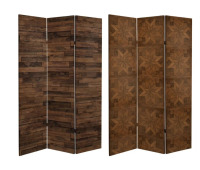 Oriental Furniture 6" Double Sided Walnut Canvas Room Divider, Privacy Screen, Folding, No Assembly Required, 71 Inches (H) x 47.25 Inches (W) x 1 Inches (D) New Shelf Pull $299