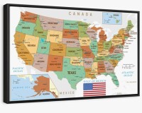17 Stories Vintage USA Map Canvas Print, 24" x 36" New in Box $299