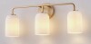 Mercer41 3 Light Brushed Gold Bathroom Light Fixture with Frosted Glass New In Box $299