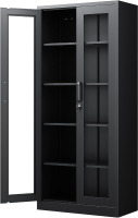 PEUKC Display Cabinet with Glass Doors, 71 Inches Metal Display Case with 4 Adjustable Shelves, Curio Storage Cabinet with Lock for Home, Office, Book, Pantry, Assemble Required (Black) Similar to Picture $299