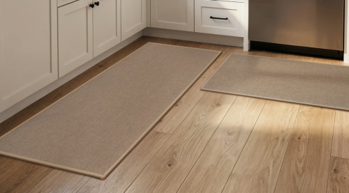 Rosalind Wheeler Machine Washable Jute Kitchen Mat, Non-Slip Kitchen Runner Rugs with Rubber Backing, Water-Absorbent Floor Mats (2-Piece Set), 20"x32"+20"x48" $99