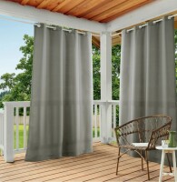 TOWN & COUNTRY BASICS Cabana Solid Heavyweight Indoor Outdoor Curtains, Light Filtering Opacity with Grommet Top, Water Repellent, 2-Pack Set, 54"x120", Medium Grey $99