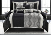 Lanco Black Silver Comforter Set , California King Size, 7 Pieces Fashion Jacquard Bedding Set New In Box $299