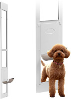 VEVOR Dog Door for Sliding Glass Door, 91 to 96 in Adjustable Height, Aluminum Alloy Frame with Metal Rotating Hinges, Lock Design, 8 1/4 x 12 1/4 in Flap, Sliding Glass Pet Door for Renters New In Box $299