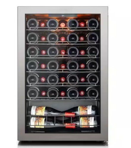 Ca'Lefort 21.7 in. W 46-Bottle Freestanding Wine Cooler Mini Fridge Cellar Cooling Unit in Stainless Steel Wave Racks $699